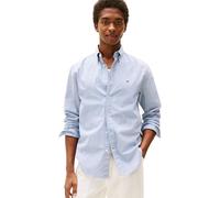 Tommy Hilfiger Camisa Hombre Flex Poplin Small Tartan de algodón, Azul (Breezy Blue/Multi Check), M