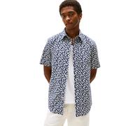 Tommy Hilfiger Camisa Hombre Linen Blend Print Manga Corta, Multicolor (Carbon Navy/Allover), S