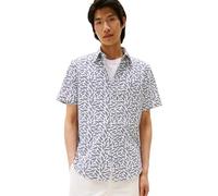 Tommy Hilfiger Camisa Hombre Linen Blend Print Manga Corta, Multicolor (White/Allover), M