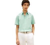 Tommy Hilfiger Camisa Hombre Linen Blend Solid Manga Corta, Verde (Crushed Mint), XL