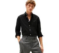 Tommy Hilfiger Camisa Hombre Oxford Shirt de Manga Larga, Negro (Black/Black Solid), S