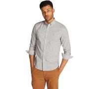 Tommy Hilfiger Camisa Hombre Poplin de algodón, Multicolor (Ivory Petal/Night Sky PRT), S