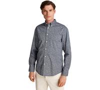 Tommy Hilfiger Camisa Hombre Poplin de algodón, Multicolor (Night Sky/Ivory Petal PRT), L