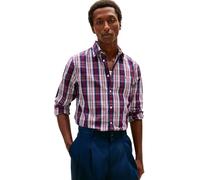 Tommy Hilfiger Camisa Hombre Poplin Medium Check Camisa Informal, Azul (Preppy Navy/Check), M