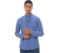 Tommy Hilfiger Camisa Hombre Poplin Nautical de algodón, Multicolor (Optic White / Wedge Blue), L