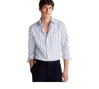 Tommy Hilfiger Camisa Hombre Poplin Nautical de algodón, Multicolor (Wedge Blue/Optic White), S