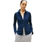 Tommy Hilfiger Camisa Mujer 1985 Slim con cuello francés, Azul (Dark Night Navy), XS