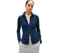 Tommy Hilfiger Camisa Mujer 1985 Slim con cuello francés, Azul (Dark Night Navy), XXS