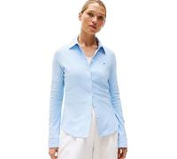 Tommy Hilfiger Camisa Mujer 1985 Slim con cuello francés, Multicolor (Ithaca Stp/ Vessel Blue), XXS