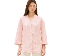 Tommy Hilfiger ESS Linen WW0WW48926 - Camisa sin Cuello para Mujer, Color Beige, Talla L