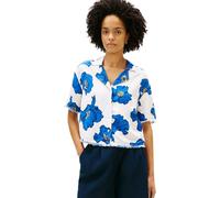 Tommy Hilfiger Camisa Mujer Linen con Flecos, Azul (Poppy Print Spaced Ivory/Blue Orbit), L