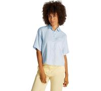 Tommy Hilfiger Camisa Mujer Linen Relaxed de Manga Corta, Azul (Breezy Blue), 34