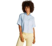 Tommy Hilfiger Camisa Mujer Linen Relaxed de Manga Corta, Azul (Breezy Blue), 42