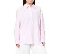 Tommy Hilfiger Camisa Mujer Oxford Relaxed Fit, Multicolor (Classic Ithaca STP/Mid Pink), 38