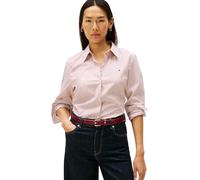 Tommy Hilfiger Camisa Mujer Poplin Regular con Cuello francés, Rojo (Hugh STP/Regatta Red), 36