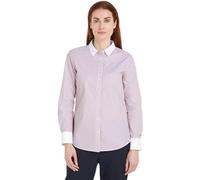 Tommy Hilfiger Ivy Stripe Contrast REG Shirt WW0WW42274, Camisa de Manga Larga Mujer, Rosa (Ivy STP/Pink), 38