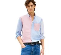 Tommy Hilfiger Camisa Oxford de Manga Larga para Hombre, Corte Normal, con Botones, Disponible también en Big y Tall, Camiseta Blue/Multi, XL