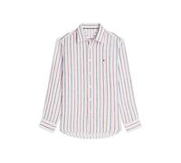 TOMMY HILFIGER Camisa 'Regular Fit Textured Stripe Pure' ópalo / rojo cereza / blanco XXL ópalo / rojo cereza / blanco