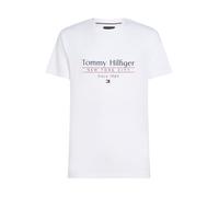 Tommy Hilfiger Camiseta de Manga Corta Hombre Center Stack tee con Cuello Redondo, Blanco (White), XL