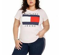 Tommy Hilfiger Camiseta básica básica de Manga Corta para Mujer, Bal Pnk, 1X