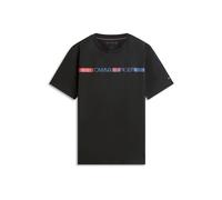 Tommy Hilfiger Camiseta de Manga Corta Hombre Brand Love Stripe de algodón, Negro (Black), M