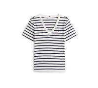 Tommy Hilfiger Camiseta de manga corta Mujer New Slim Cody con cuello de pico, Multicolor (Breton/ Ecu/ Dark Night Navy), M