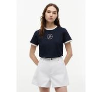 TOMMY HILFIGER Camiseta con cuello redondo en contraste y logotipo. Color azul marino