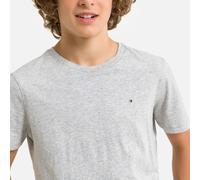TOMMY HILFIGER Camiseta de algodón orgánico con cuello redondo. Color Gris Claro Jaspeado