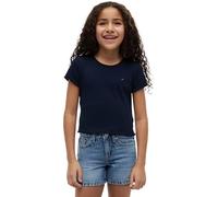 Tommy Hilfiger Camiseta de Manga Corta Chicas Essential Rib Slim Fit, Azul (Dark Blue), 6 Años