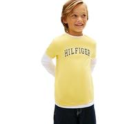 Tommy Hilfiger Camiseta de Manga Corta Chicos Varsity de algodón, Multicolor (Yellow Dahlia), 6 Años