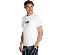 Tommy Hilfiger Camiseta de Manga Corta Hombre Box de algodón, Blanco (White), XL
