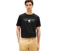 Tommy Hilfiger Camiseta de Manga Corta Hombre Brand Love Mono Stack de algodón, Negro (Black), XL