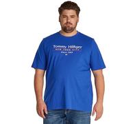 Tommy Hilfiger Camiseta de Manga Corta Hombre Center Stack tee de algodón, Azul (Wedge Blue), XXL
