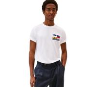 Tommy Hilfiger Camiseta de Manga Corta Hombre Colour Flag tee Regular Fit, Blanco (White), L
