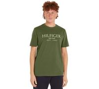 Tommy Hilfiger Camiseta de Manga Corta Hombre de Algodón, Verde (Battle Green), S