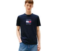 Tommy Hilfiger Camiseta de Manga Corta Hombre Linear Flag Graphic Regular Fit, Azul (Desert Sky), XS