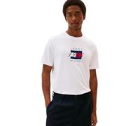 Tommy Hilfiger Camiseta de Manga Corta Hombre Linear Flag Graphic Regular Fit, Blanco (White), L