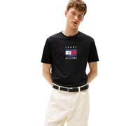 Tommy Hilfiger Camiseta de Manga Corta Hombre Linear Flag Graphic Regular Fit, Negro (Black), XL