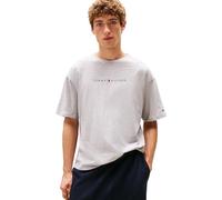 Tommy Hilfiger Camiseta de Manga Corta Hombre Logo con Cuello Redondo, Gris (Light Grey Heather), S