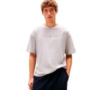 Tommy Hilfiger Camiseta de Manga Corta Hombre Logo con Cuello Redondo, Gris (Light Grey Heather), XXL