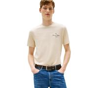 Tommy Hilfiger Camiseta de Manga Corta Hombre Outline Script tee Regular Fit, Beige (Heathered Oatmilk), XXL