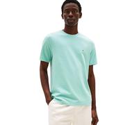 Tommy Hilfiger Camiseta de Manga Corta Hombre Seasonal Solid tee con Cuello Redondo, Turquesa (Tradewinds Aqua), XS