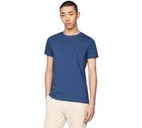 Tommy Hilfiger Camiseta de Manga Corta Hombre Stretch Slim Fit tee Cuello Redondo, Azul (Aegean Sea), XXL
