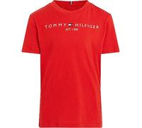 Tommy Hilfiger Camiseta de Manga Corta Infantil Unisex Essential tee con Cuello Redondo, Rojo (Deep Crimson), 8 Años