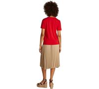 Tommy Hilfiger Camiseta de Manga Corta Mujer Contrast Flag tee con Cuello Redondo, Rojo (Primary Red), S