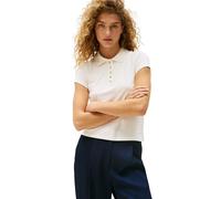 Tommy Hilfiger Camiseta de Manga Corta Mujer Gold Button Slim con Tejido elástico