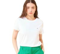 Tommy Hilfiger Camiseta de Manga Corta Mujer Heritage con Cuello Redondo, Blanco (Classic White), S