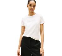 Tommy Hilfiger Camiseta de Manga Corta Mujer Lurex Script con Cuello Redondo, Blanco (Ivory Silk), L