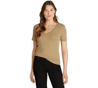 Tommy Hilfiger Camiseta de Manga Corta para Mujer New Slim Cody V-Neck con Cuello de Pico, Beige (Safari Canvas), XS