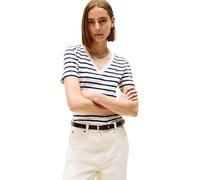 Tommy Hilfiger Camiseta de manga corta Mujer New Slim Cody con cuello de pico, Multicolor (Breton/ Ecu/ Dark Night Navy), M